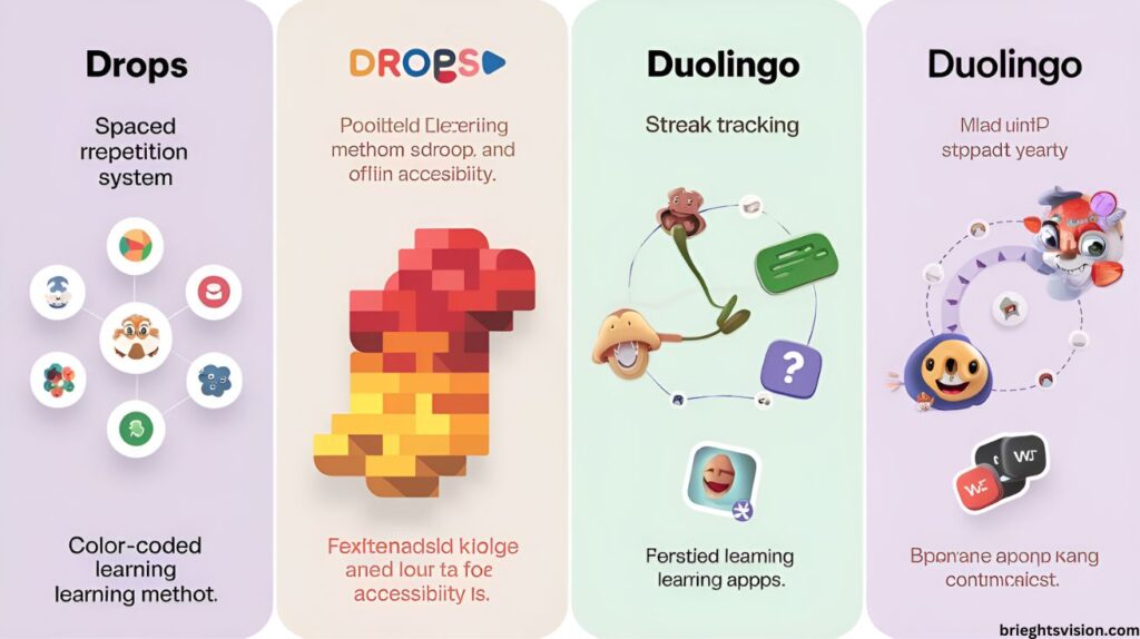 Key Features of Drops vs Duolingo 