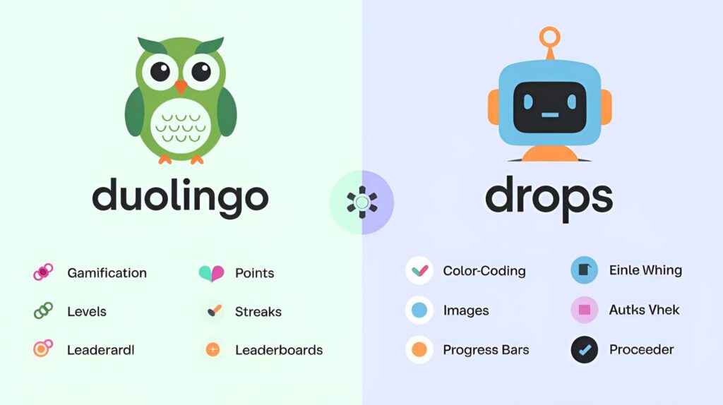 The Role of Gamification in Duolingo vs Visual Techniques in Drops